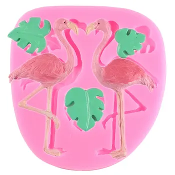 3D Flamingo Tortuga Hoja Molde de Silicona DIY Parte de Cupcake Fondant Decoración de la Torta de Herramientas de Dulces de la Arcilla del Polímero de Chocolate Gumpaste Molde
