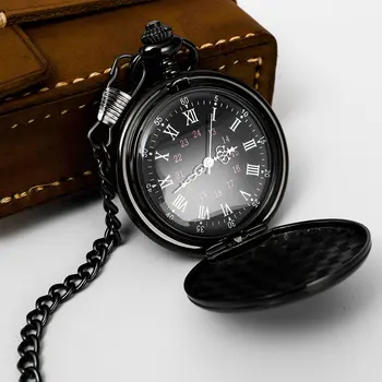 La moda 37CM Fob de la Cadena de Lisa de acero de Cuarzo Reloj de Bolsillo Vintage Romano Nmber Esfera Colgante Llavero Reloj Reloj de Regalos