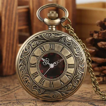 Antigüedades Retro Pantalla de Número Romano Reloj de Bolsillo de Cuarzo de la Moda de Plata de Oro Colgante de Collar de Reloj de Regalos de Navidad para Hombres, Mujeres