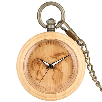 Reloj de bolsillo Marcado Patrón de Bambú, Reloj de Bolsillo Aproximada de la Cadena Colgante de Reloj para las Mujeres los Hombres Reloj en la cadena de