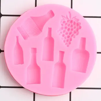 3D de Uva Molde de Silicona Florero Botella de Fondant de Chocolate del Molde DIY Parte de Decoración de Torta de Herramientas de Jabón de Arcilla de Polímero de Caramelo del Molde