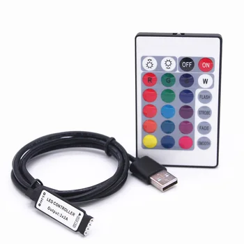 USB LED RGB Controlador Con CR 2025 Batería Magia a Casa 5V 24keys Regulador de Control Remoto por Infrarrojos Para 5050 LLEVÓ la Tira