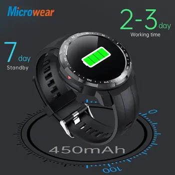 Microwear L20 Smartwatch Hombres Mujeres BT Llamada de la prenda Impermeable IP68 450 mah de la Batería de la Frecuencia Cardíaca Sueño de Monitor de Deportes de Reloj Inteligente