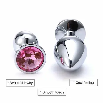 3pcs de Acero Inoxidable Butt Plug Juguetes Sexuales para Parejas Juego de Adultos Gay Anal Beads de Cristal de la Joyería Butt Plug Estimulador de Sexo de los Productos