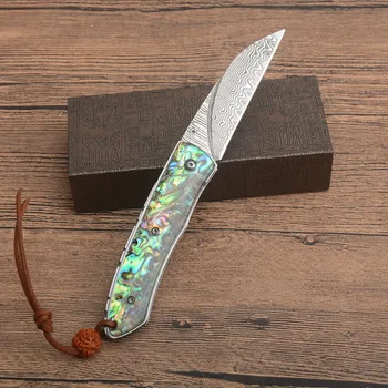 Nueva Moda de la selva táctica de bolsillo Damascenes cuchilla de acero para acampar al aire libre de la caza plegable cuchillos de Supervivencia cuchillo de la Utilidad de la EDC herramienta