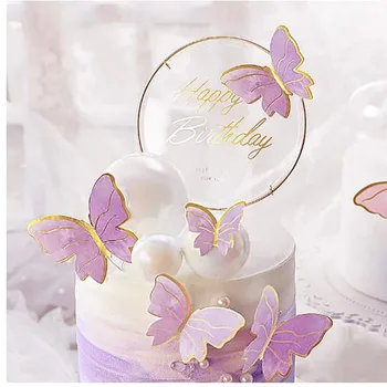 DIY Mariposa Feliz Cumpleaños Topper de la Torta de la Boda de la Fiesta de Cumpleaños Decoración de Baby Shower hechas a Mano de la Hornada de la Torta de la Decoración de Mariposas