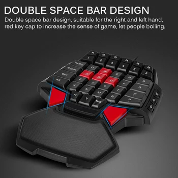 USB solo de la mano de teclado Gaming keyboard teclado con cable doble de espacio en la mano izquierda y derecha Para Windows XP/vista/7/8/10 Mac OS X