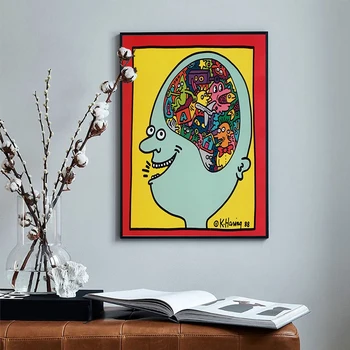 Keith Moda Cerebro Cartel Mono Árbol De Impresión Humanos Bailarines Exposición De Arte Pop De La Galería Rollo De Lienzo De Pintura De Decoración Para La Sala De Estar