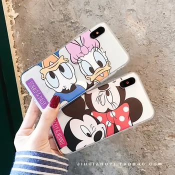 DISNEY Mickey, Donald Duck funda de silicona para el iPhone 11 Pro Xs Max iPhone 12 7 8 Plus Oficial Liquid Silicon 360 Cubierta Completa