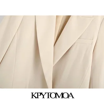 KPYTOMOA Mujeres 2021 de la Moda de Doble Botonadura Holgada Chaqueta Abrigo Vintage de Manga Larga Bolsillos de Mujer ropa de Abrigo Chic Veste