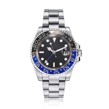 Parnis 40mm Reloj Automático de los Hombres de Negro Dial Relojes Mecánicos GMT Cristal de Zafiro relogio masculino Papel de Lujo para Hombre reloj de Pulsera