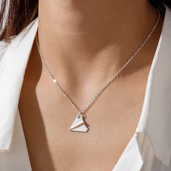 El minimalismo Origami Mini Avión Colgantes Collares para las Mujeres Femeninas de Metal Color Oro Cadenas Collares Niñas Collares de la Joyería