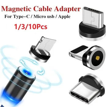 1/3/10Pcs Ronda Magnético de la Clavija del Cable de Tipo C Micro USB de Carga Rápida Adaptador de Teléfono Microusb Tipo-C Imán Enchufe del Cargador