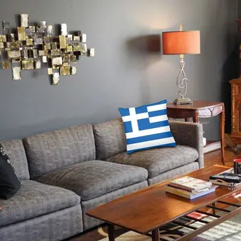 Vibrante Grecia Bandera de la funda de Almohada de Decoración en 3D de Dos de Impresión del Lado griego Orgullosos de la funda del Cojín para la Sala de estar