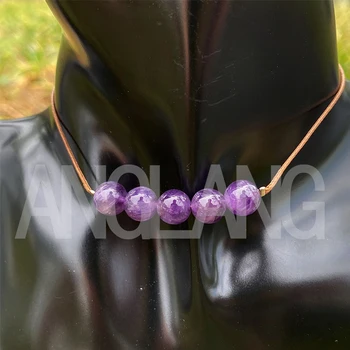 La Piedra Natural de Cristal hechos a Mano de 8MM Ronda Abalorios de la Cuerda del Collar Para las Mujeres el Hombre Gótico Accesorios de la Joyería de Hombre