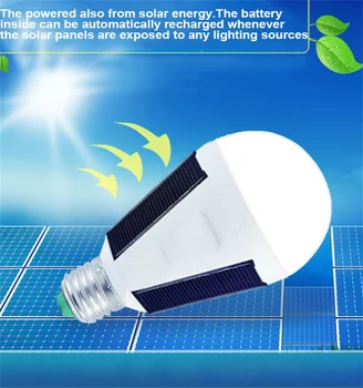 Impermeable al aire libre Tienda de campaña de Linterna de Luz de Emergencia Recargable Lámpara Solar Cargador Solar Portátil Linterna LED Bombilla E27