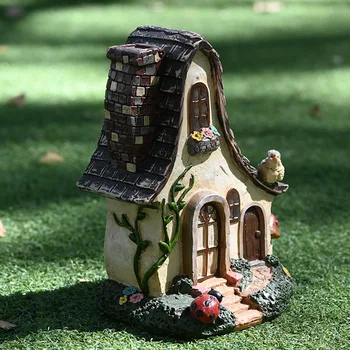 Casa De Hadas Gran Rústico Jardín En Miniatura Villa Cabaña De Resina De Hadas Decoración Del Jardín En Miniatura Bosque De Gnome Cabaña Casa De Viviendas
