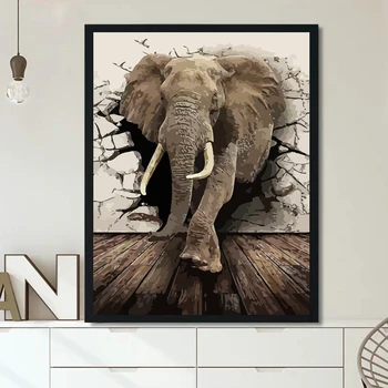 AZQSD Pintura Por Número de Bricolaje Elefante Pintura sobre tela de los Kits de Decoración del Hogar de Aceite de Pintura Por Números de Animales pintados a mano de Regalo