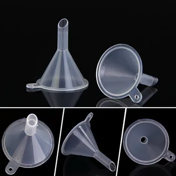 10 piezas Pequeñas de Plástico Transparente PP Mini Embudos de Embalaje Herramientas para Viajes de Vacío para el Llenado de botellas de Perfumes de Aceites Esenciales de Aromaterapia