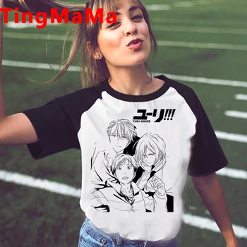 Nuevo Anime Japonés Yuri en el Hielo Camiseta de las Mujeres Kawaii Verano Tops BL Yaoi de dibujos animados Divertidos Graphic Tees Unisex Harajuku Camiseta Mujer