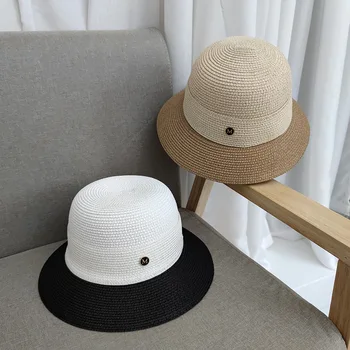 2021 Verano Sombrero de Paja de la Moda de Inglaterra Retro Costuras Playa Sombrero Fedora de Ala Ancha Anti-UV, Transpirable Sol Sombreros de Panamá Para las Mujeres