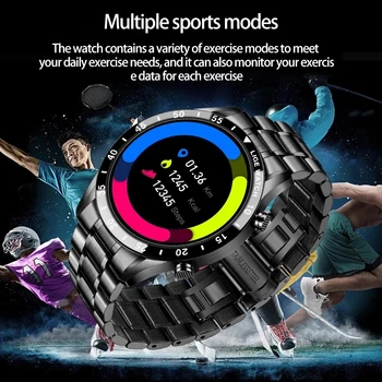 LIGE 2021 círculo Completo de la pantalla táctil de la Banda de acero de lujo Bluetooth llamar a los Hombres reloj inteligente Impermeable de la Actividad Deportiva de fitness reloj+caja