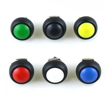 5Pcs PBS-33B 12mm Mini Interruptor 2Pin 1A Impermeable Momentánea Interruptor de botón Negro Rojo Verde Amarillo Blanco Azul