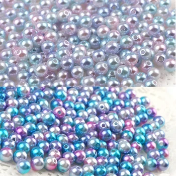 Mixto arco iris Perla Con Agujero ABS Ronda Suelto Perlas Coloridas Prendas de Imitación de la Perla de Artesanía De la Joyería de la manera de Hacer 4/6/8/10mm