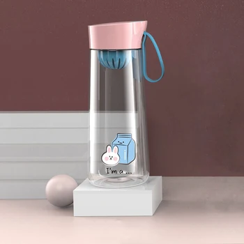 640ML Creativo Lindo Gato Garras Con Filtro de Té, un vaso de Plástico Kawaii Flores de Cerezo Portátiles Estancos Deportes Botella de Agua para Niña
