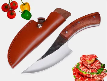Acero de alto carbono de la forja cuchillo hecho a mano por el chef tang, en rodajas con un cuchillo de cocina, cuchillo de carnicero