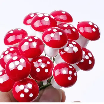 10Pcs/set de 2 cm de BRICOLAJE de Hadas de la casa de Muñecas Herramienta de Decoración de Mini Seta de color Rojo Adorno de Jardín en Miniatura Macetas