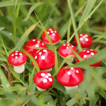 10Pcs/set de 2 cm de BRICOLAJE de Hadas de la casa de Muñecas Herramienta de Decoración de Mini Seta de color Rojo Adorno de Jardín en Miniatura Macetas