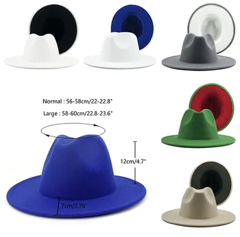 Los colores mezclados de Jazz sombreros sombrero de vaquero de las mujeres y los hombres de invierno de los hombres gorra roja con negro de lana sombrero bombín mayorista