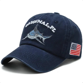 Gorras de béisbol de los hombres Tiburón de la Bandera Americana de los hombres sombreros de Animales Snapback Hat Trump hip-pop Casual USA Sombrero Retro de Algodón Gorras Trucker Hat