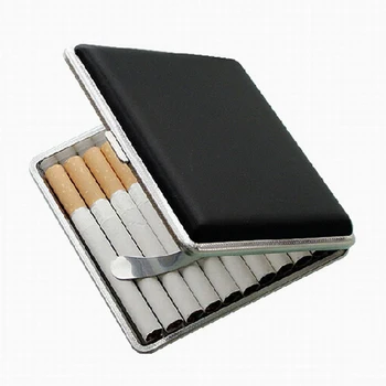 Cuero de la PU de la Caja en Caso de Cigarrillos Pack de 20 Chapado de Metal Portátil Cigarrillo Caso de Almacenamiento de Cigarrillos Titular de Malezas de Tabaco de los Hombres de Regalos
