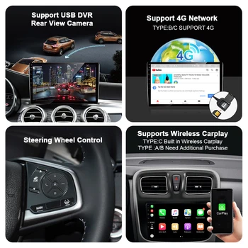 OKNAVI DSP Android 10.0 Coche Reproductor de Radio Para Suzuki S Cross SX4 Navegador GPS WIFI Carplay Estéreo de Auto 6G 128 GB Volante de 9