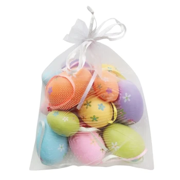 12Pcs/Bolsa de Plástico de los Huevos de Pascua Pintados DIY Artesanía Artificial OrnamentsParty Decoración 91AD