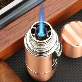 LUBINSKI Encendedor de Cigarros Titular de Accesorios de Llama Azul más Ligero al aire libre Portátil de la Antorcha de los Encendedores de Cigarros Punzón de corte Con Caja de Regalo