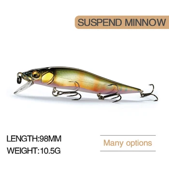 A PIE de PESCADO Minnow Suspender el Señuelo de la Pesca de 98mm 10,5 g Wobblers Artificiales, los Cebos de Pesca de la Carpa Plateada Y Carpa Cabezona Herramientas de Pesca