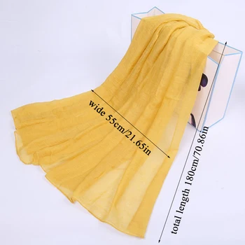 180*55cm de Dulces de Colores de Algodón de Lino Bufanda Larga de Color Sólido Suave Bufandas Chales Monocromo de Seda Nueva Mujer Hermosa Bufanda de Regalo