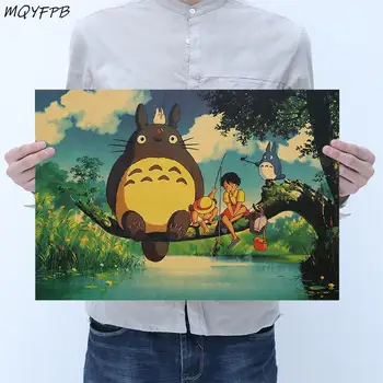 Anime Totoro De Papel De Kraft De Cartel De La Casa De La Decoración De La Pared Pegatinas De Regalo De 50.5x35cm