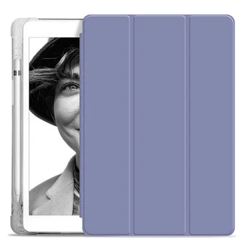 Caja de la tableta con soporte de Lápiz para el iPad de Aire 4 10.9 pulgadas 2020 de Silicona Suave Translúcido Mate de la contraportada Auto Sleep/Wake Stand