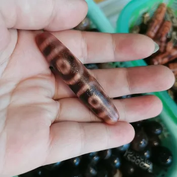 Real natural de ágata Raro rojo color caramelo en el viejo Tíbet dzi aceite de alta slurried resistido dzi ágata cuentas de tres ojos nuevos