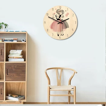 Dibujos animados creativo reloj de pared de estilo moderno minimalista living comedor creativo reloj de arte de reloj de la princesa de la Sección C