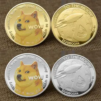 Oro/Plata Chapado en Moneda Conmemorativa Dogecoin Dux de la Moneda de Color en Tres dimensiones Alivio Medallón Insignia Virtual de Moneda, tienda de regalos