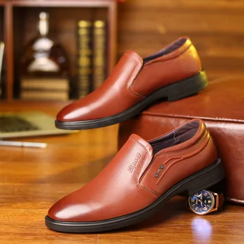 Mens Zapatos de Vestir de Cuero Genuino de Oxford, de la Oficina de Negocios Negro Liso Marrón cordones de los Hombres Zapatos Formales zapatos de hombre