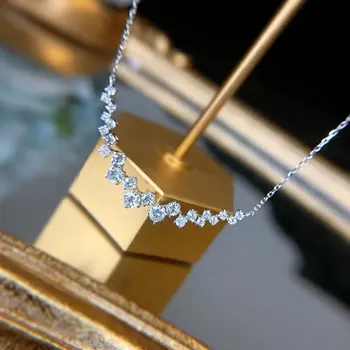 NPKDS de la Moda de Nueva 1 Quilates de Diamantes Colgante de Collar de Plata Femenina Brillante de Cristal de Clavícula Cadena de Moda de la Joyería de Regalo