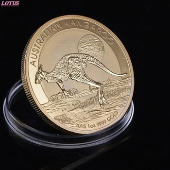 Canguro australiano Chapado en Oro de la Moneda de La Isabel II Ronda de Diseño Monedas de Metal con caja de Plástico Regalos de Empresa 1Pcs Caliente de las Ventas