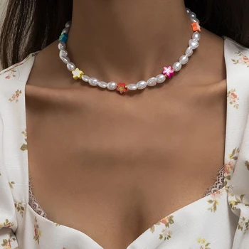 PuRui Boho Multicolor Estrellas de la Perla Gargantilla para las Mujeres de Verano Lindo Gargantilla de Perlas Collar de Chicas de Moda de los Collares 2021 de la Joyería