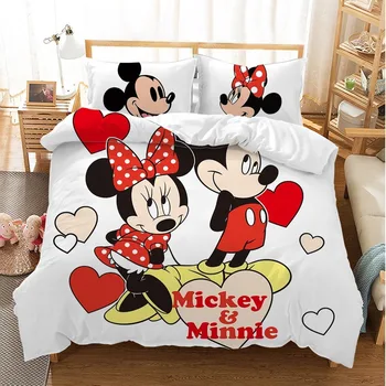 Disney Funda De Edredón De Conjuntos De Ropa De Cama Conjunto De Mickey Minnie Mouse Niños Lindos Adulto Single Doble King Doble Funda De Almohada De Regalo De Niño Niña